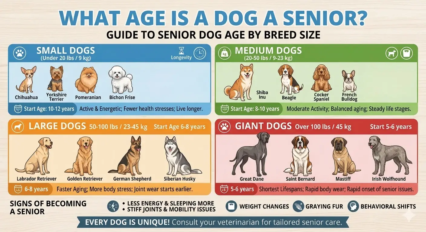senior dog age chart with different breeds