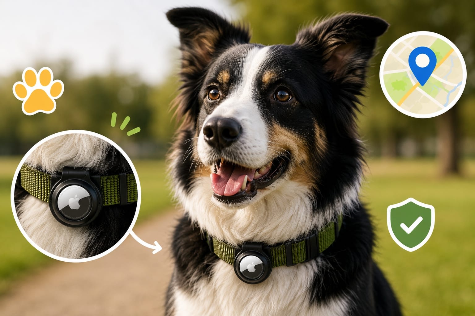 AirTag attached to a dog collar with secure holder