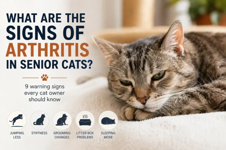 Senior cat resting on a sofa showing early signs of arthritis