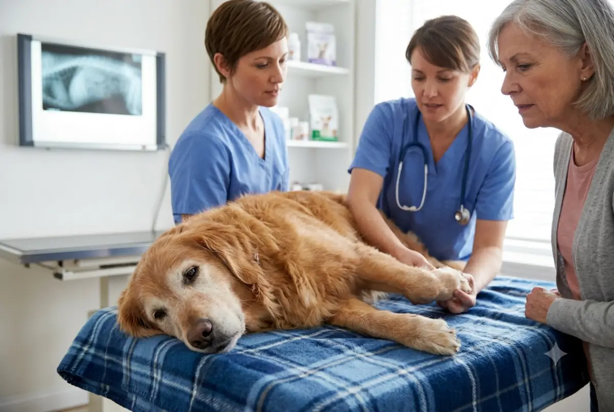 senior dog veterinary health check