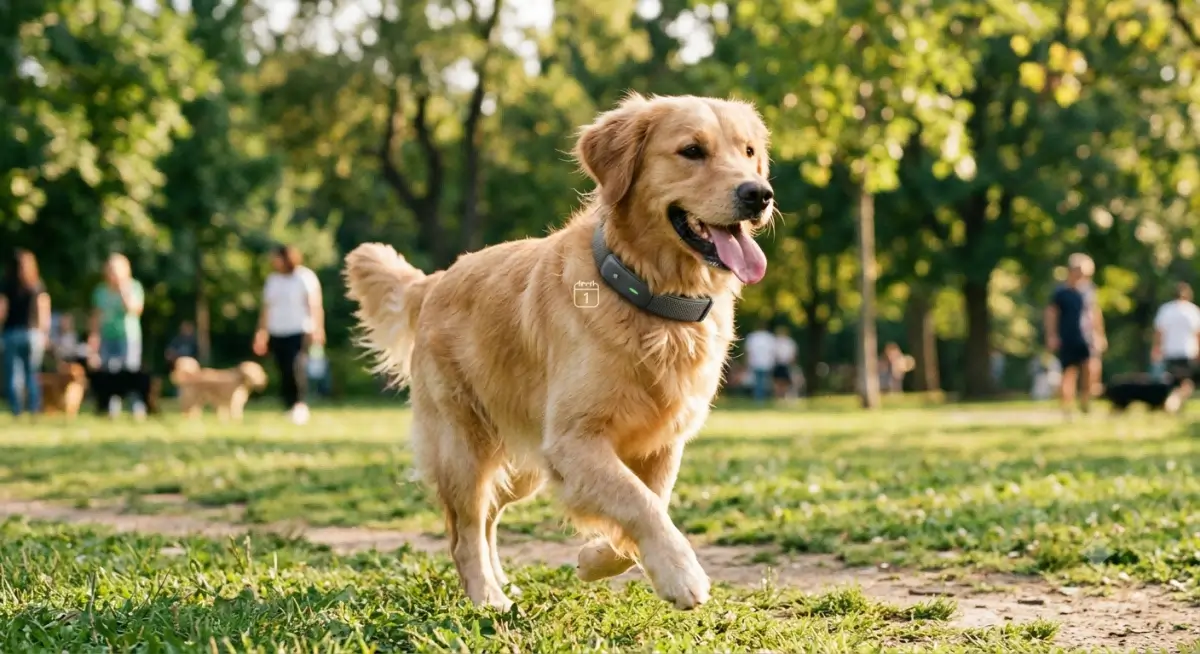 dog wearing smart collar during daily life