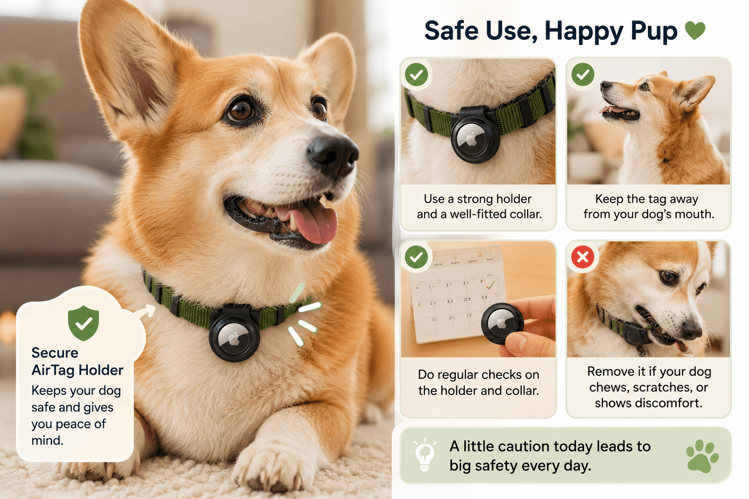 Safe AirTag holder for dog collar