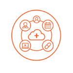 KIYE connected medical ecosystem icon linking clinics pharmacies and telehealth
