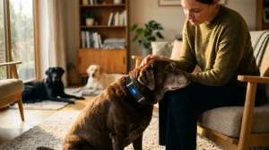 Labrador with smart tracker collar