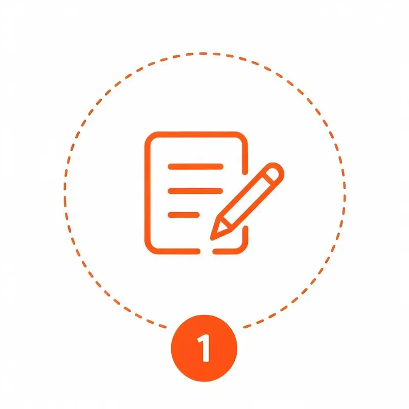 Document icon representing Step 1 Apply to submit business details for KIYE partnership program.