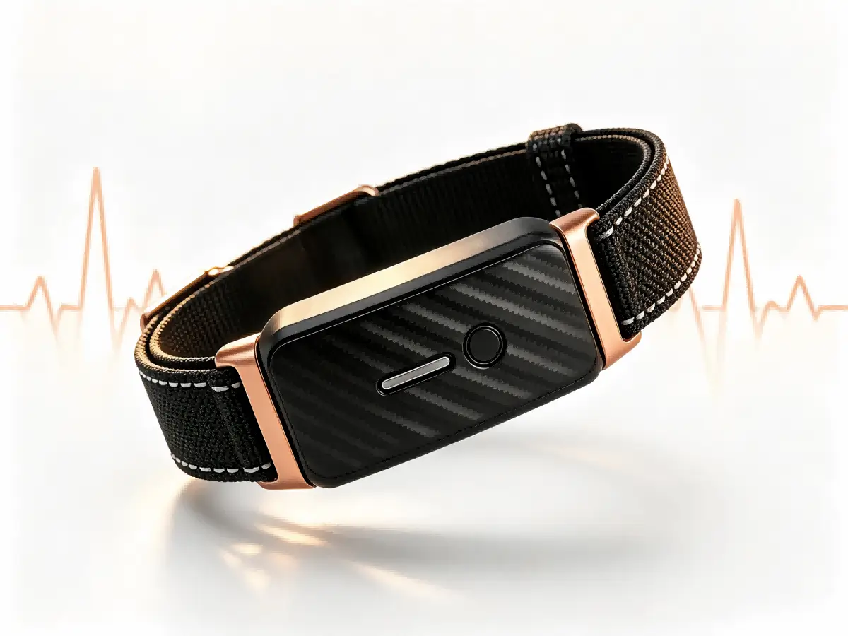 KIYE Smart Collar featuring continuous vital health tracking and AI anomaly alerts for senior dogs.