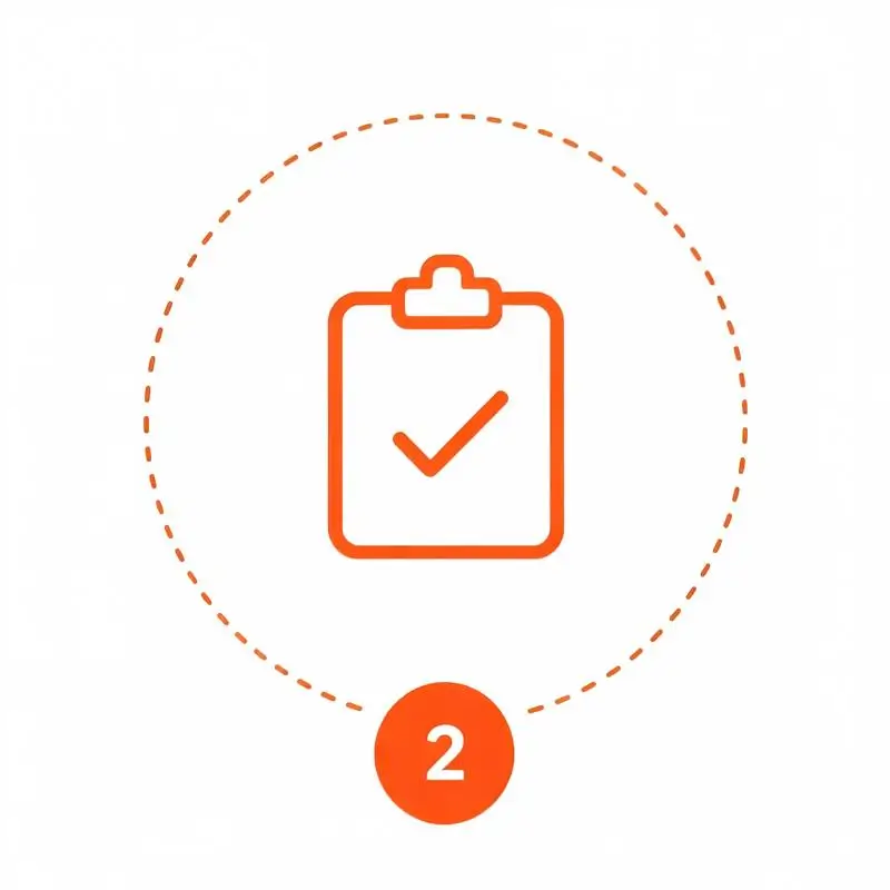 Clipboard icon representing Step 2 Review for KIYE partner application assessment and verification.